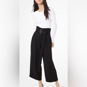 Michael Kors Belted Pleated Culottes, navy blue, size 8